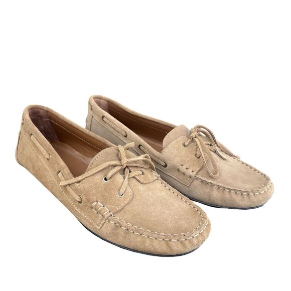 Zara Women's Flat Suede Penny Loafers JL3 Sandy Brown Size US 10 UK 9 EUR 41 NEW